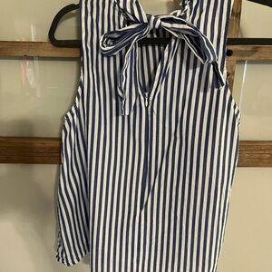 Pomander Place Navy and White Striped Bow Top